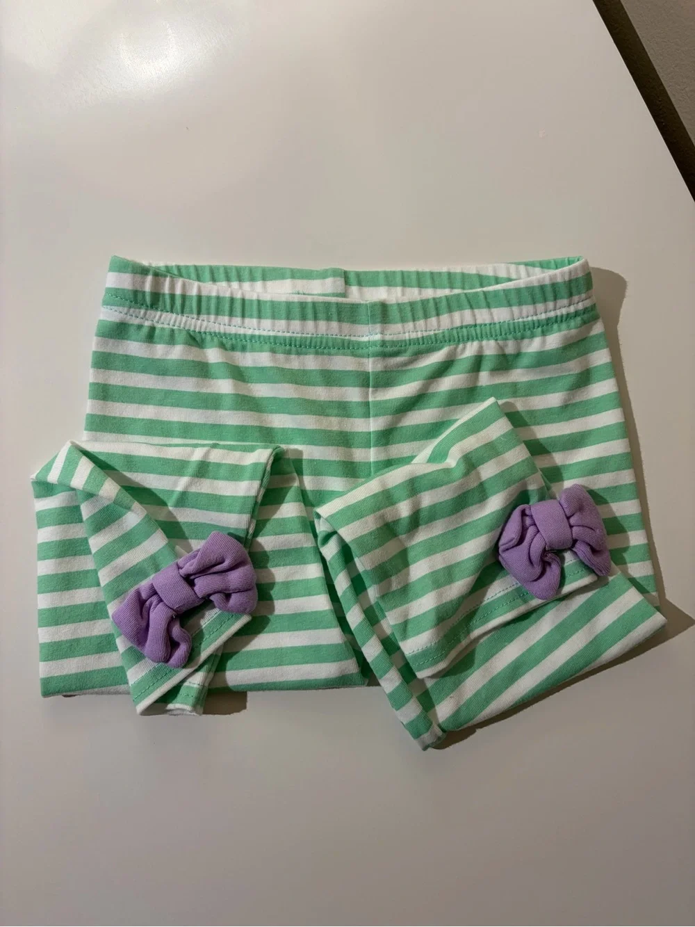 Toddler Girls Lavender, Green, Pink Polka Dot Floral Appliqué Dress Set 3T NWOT